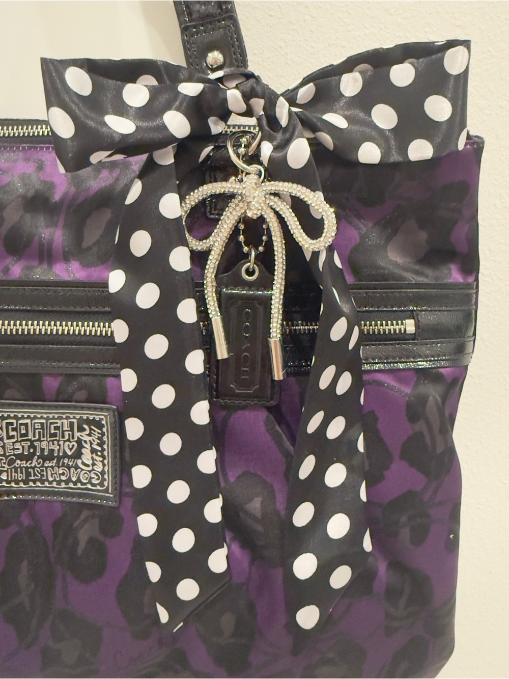 💜 Coach Poppy Ocelot Glam Leopard Print Tote Bag - Picture 8 of 16